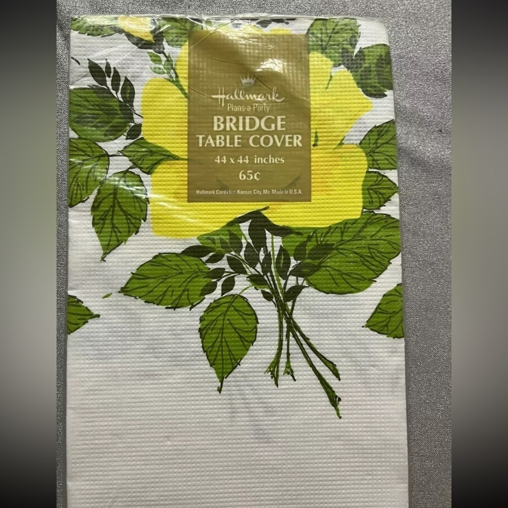 Hallmark Roses Paper Tablecloth Vintage 44x44 spring tea party Cottagecore